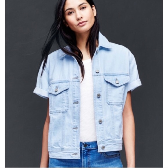 blue jean short sleeve jacket
